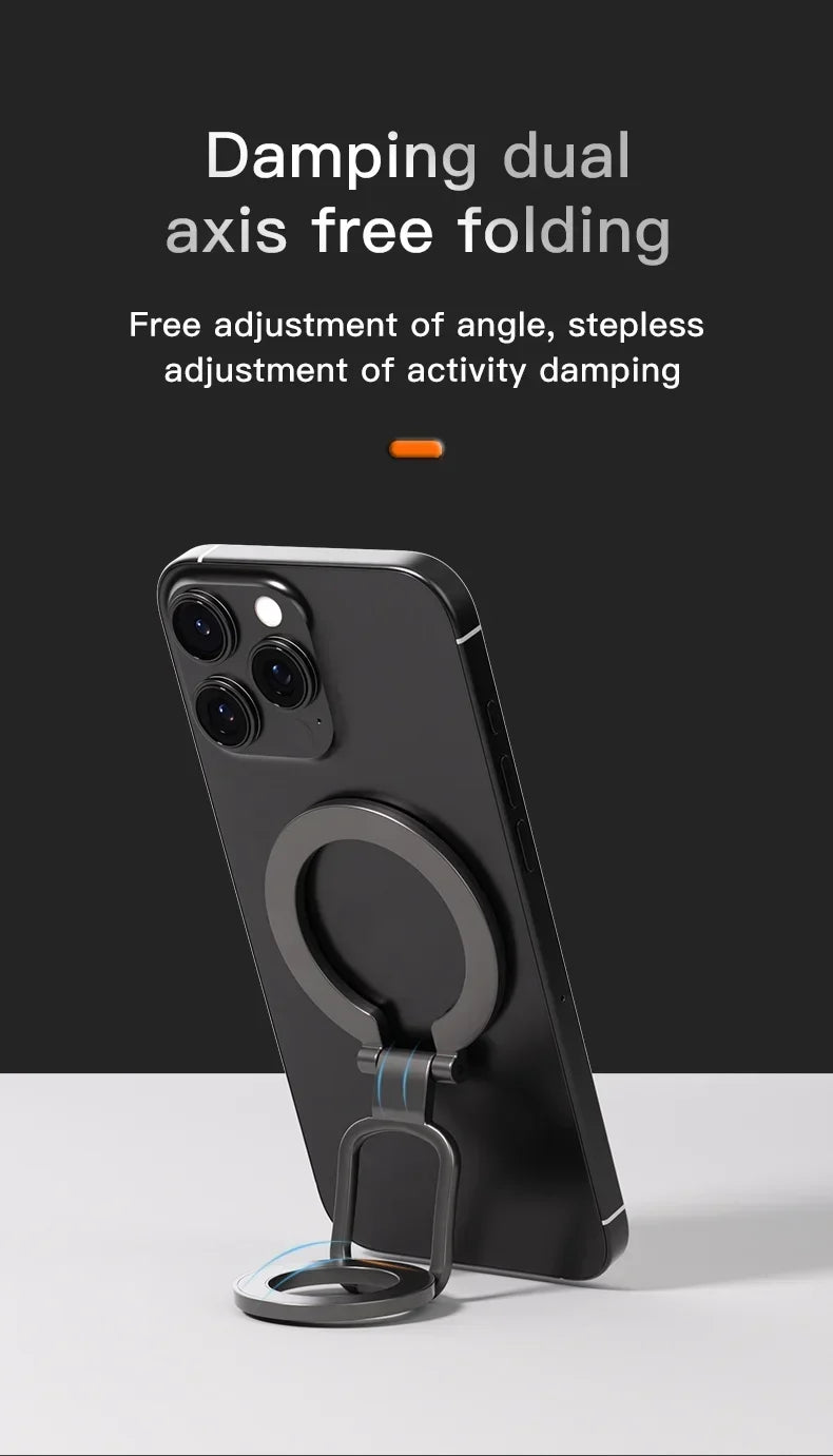 Double-Sided Holder Foldable 360° Rotating Stand with Strong Magnet & Finger Grip Suppor