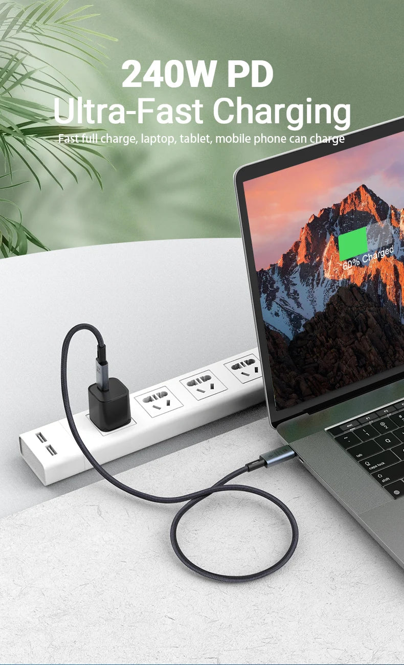 240W USB C to USB C Fast Charging Cable, 39.37IN Braided with 8K Video& 40Gbps Speed for iPhone 15Pro/Max Samsung Galaxy S22/23