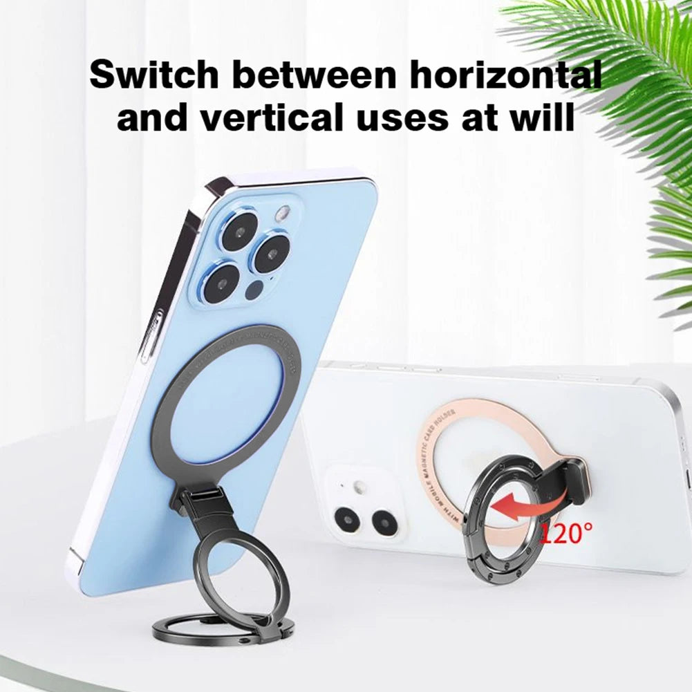 Magnetic Phone Ring Holder Phone Bracket Foldable Removable Cell Phone Grip Kickstand For iPhone 15 Samsung Xiaomi OPPO
