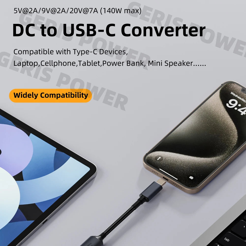 100W 140W USB Type C PD Power Supply Adapter Converter DC 7.4x5.0mm Female to USB-C Fast Charging Cable Cord for MacBook Xiaomi