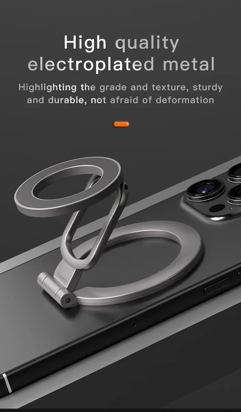Double-Sided Holder Foldable 360° Rotating Stand with Strong Magnet & Finger Grip Suppor