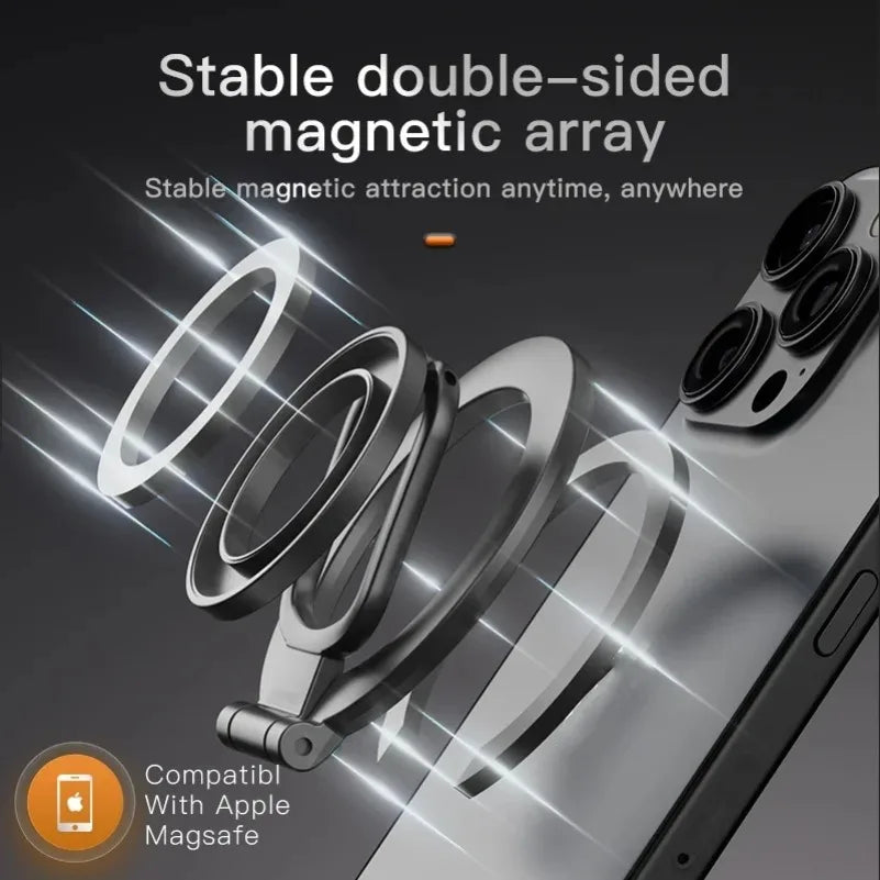 Double-Sided Holder Foldable 360° Rotating Stand with Strong Magnet & Finger Grip Suppor