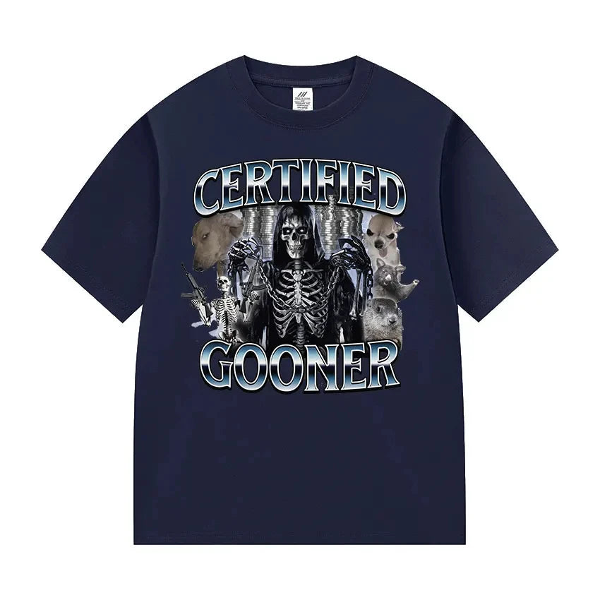Funny Certified Gooner Screaming Possum Meme T Shirts Men Vintage Fashion Short Sleeve T-shirt O-Neck UnisexCotton T-shirt