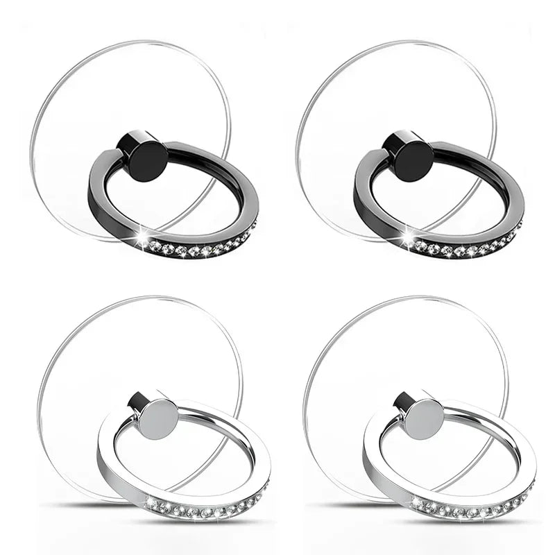 Diamond Cell Phone Ring Holder Stand Transparent Finger Grip Clear 360° Degree Rotation Kickstand Compatible iPhones