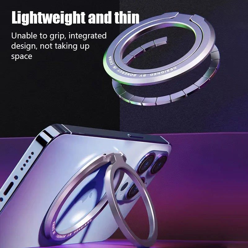 Magnetic Cell Phone Ring Holder Mobile Phone Bracket Removable Cell Phone Grip Kickstand for iPhone MagSafe Samsung Xiaomi