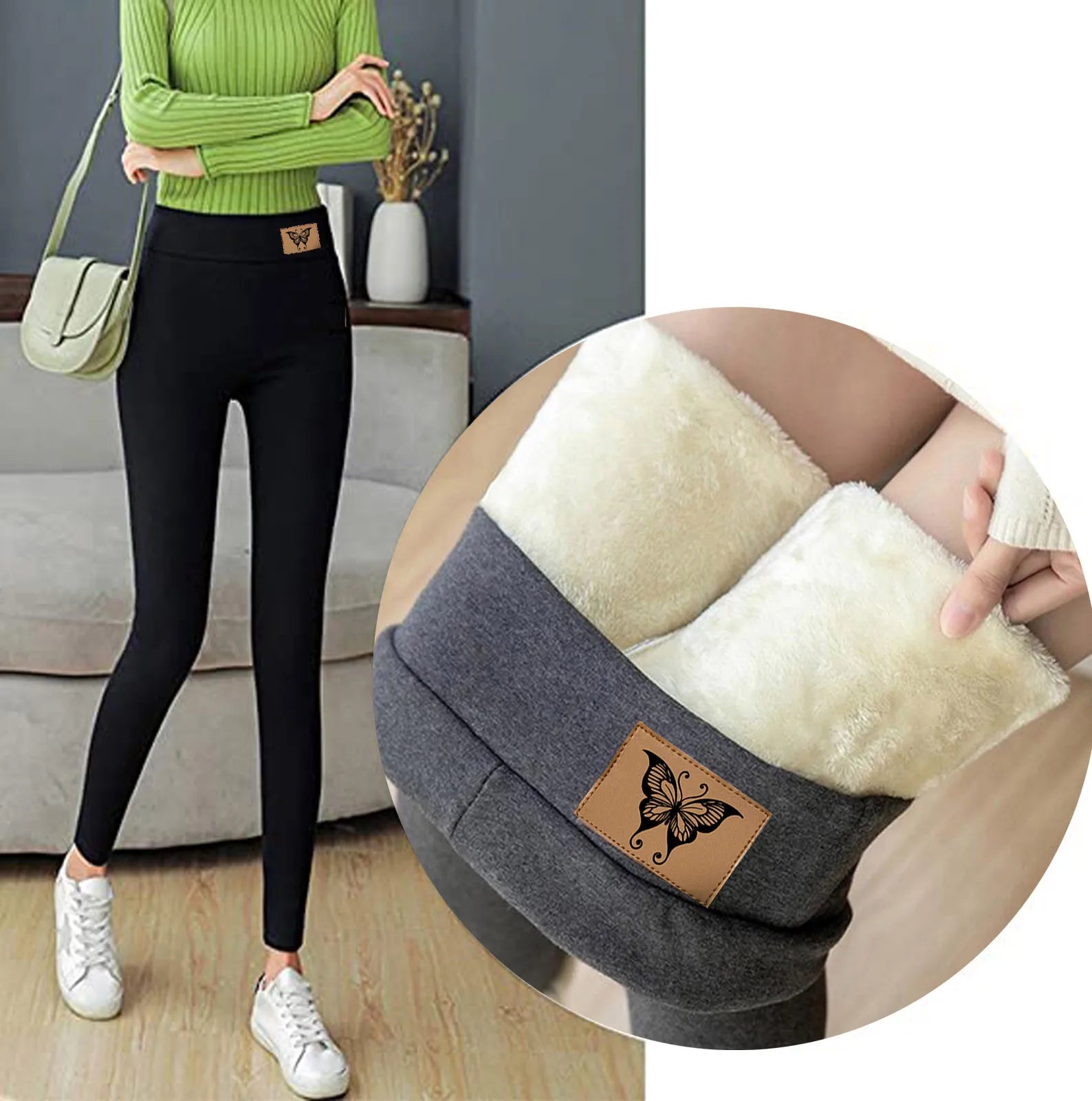Women's Winter Fleece Leggings High Waist Velvet Keep Warm Tights Pants Solid Color Comfortable Stretchy Thermal Leggins S-3XL