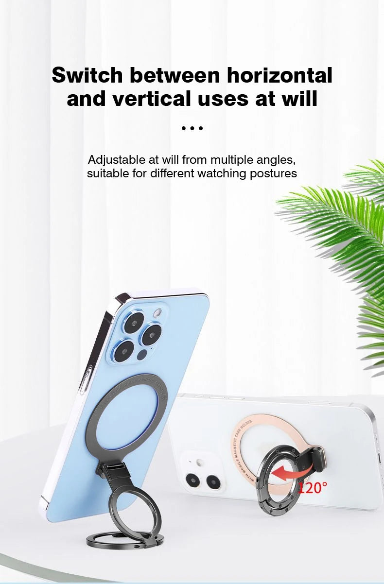 Magnetic Phone Ring Holder Phone Bracket Foldable Removable Cell Phone Grip Kickstand For iPhone 15 Samsung Xiaomi OPPO