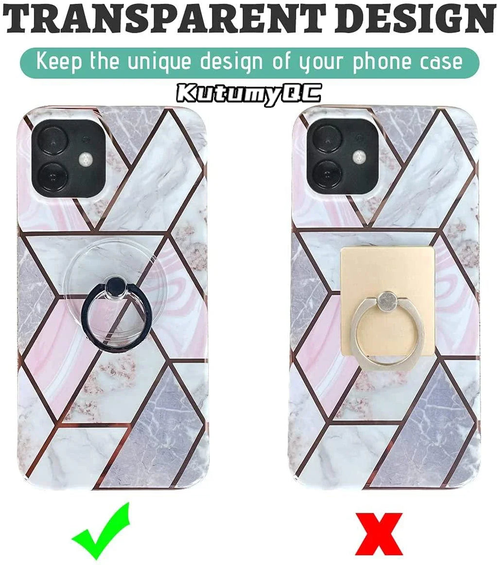 Diamond Cell Phone Ring Holder Stand Transparent Finger Grip Clear 360° Degree Rotation Kickstand Compatible iPhones