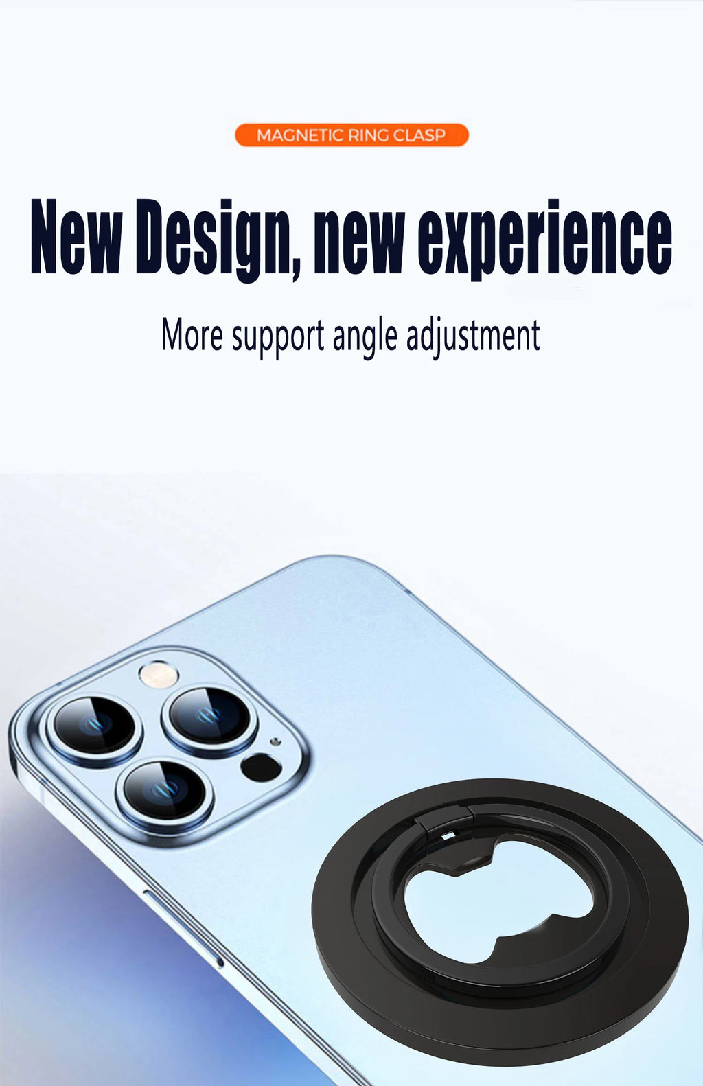 Ultra-thin Cell Phone Ring Holder Magnetic Ring Rotatable Foldable Kickstand Magnet Grip Desktop Stand for MagSafe IPhone 15 13