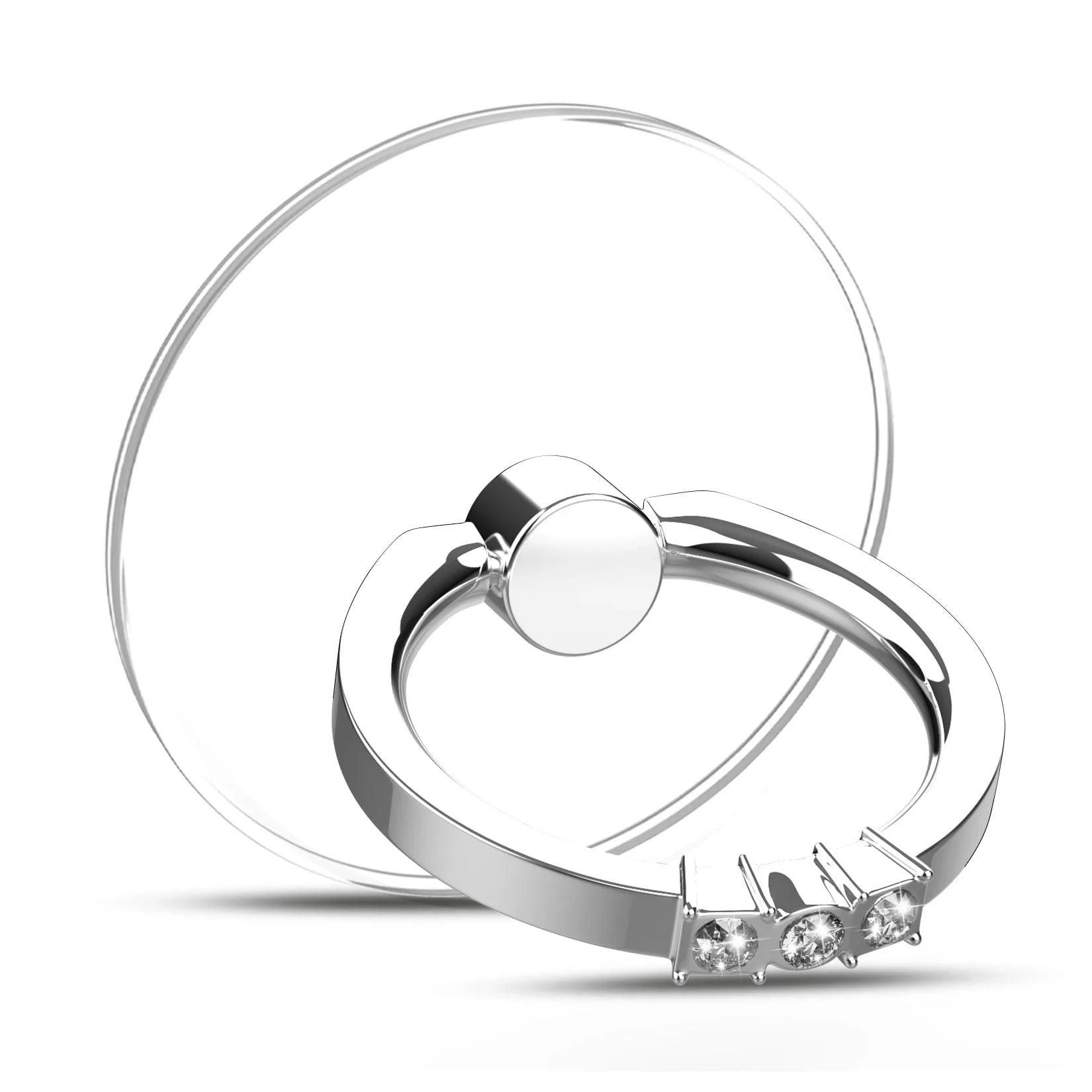 Cell Phone Ring Holder Stand Diamond Transparent Finger Grip Clear 360° Degree Rotation Kickstand Compatible iPhones