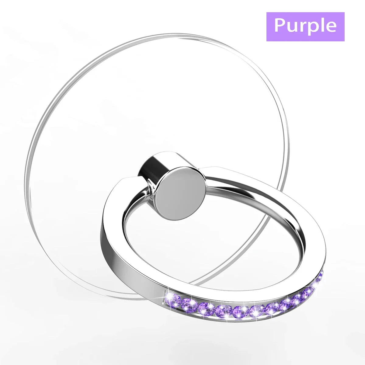 Cell Phone Ring Holder Stand Diamond Transparent Finger Grip Clear 360° Degree Rotation Kickstand Compatible iPhones