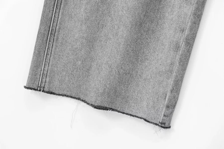 ETJ Wide-leg high-waisted jeans  women's classic everything with five pockets washed soft comfortable ultra-long jeans6045022