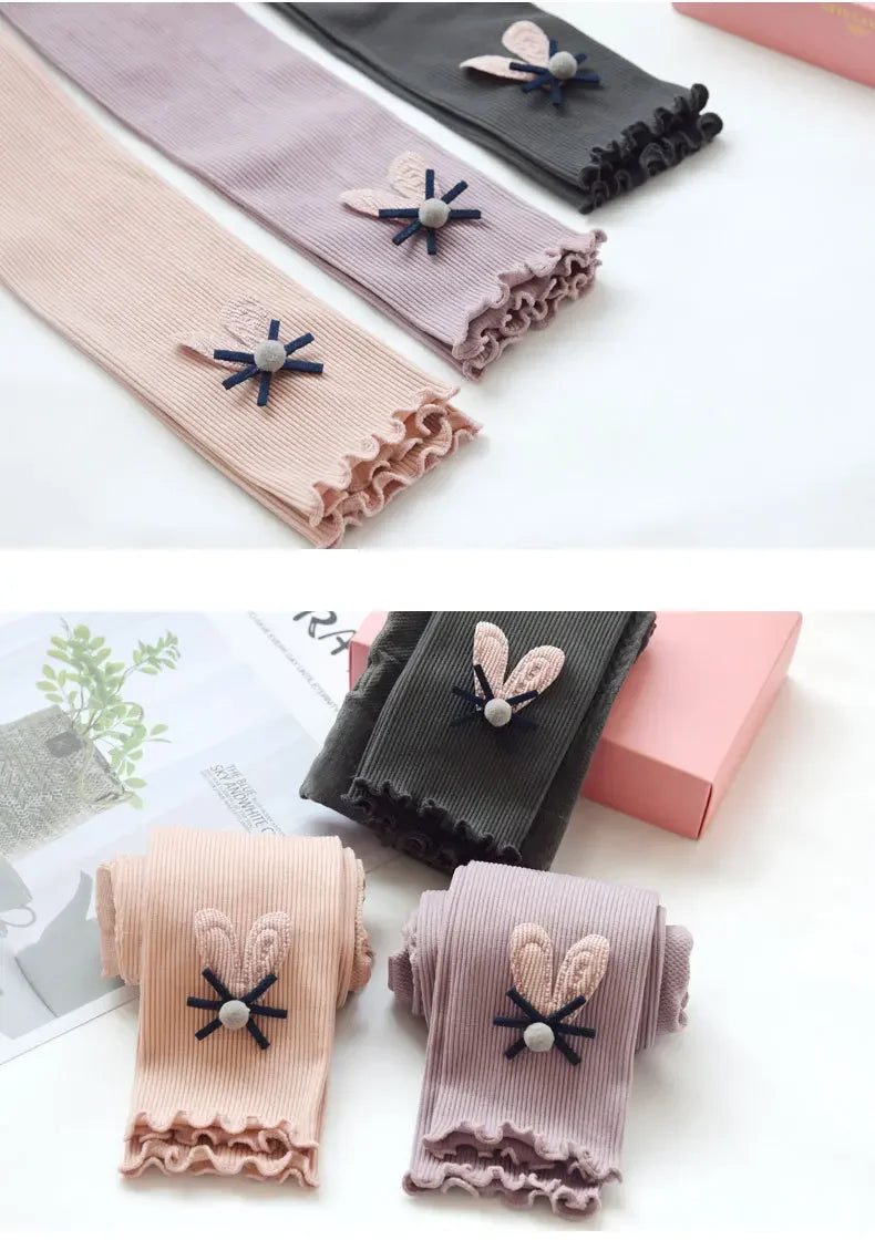 Kids Leggings Bunny Trim Slim-fit Leggings Girls Pants Kids Wears for Girls Leggings 2 To 7 Years Leggins for Kids Girl
