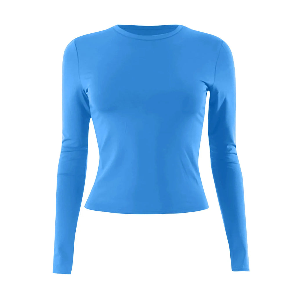 Cotton O Neck Long Sleeve Shirt Women Sexy Cropped Tops 2025 Autumn Black Casual Skinny Slim Basic Woman T Shirts White Clothing