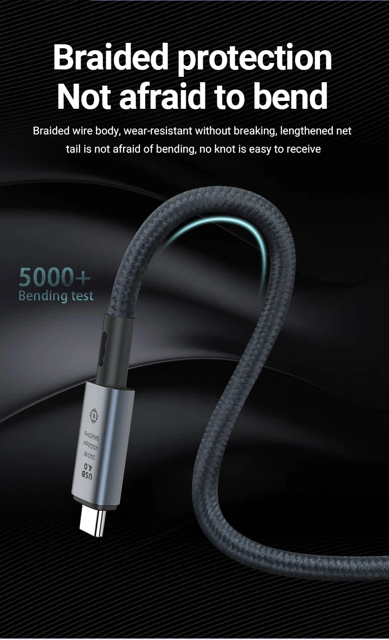 240W USB C to USB C Fast Charging Cable, 39.37IN Braided with 8K Video& 40Gbps Speed for iPhone 15Pro/Max Samsung Galaxy S22/23