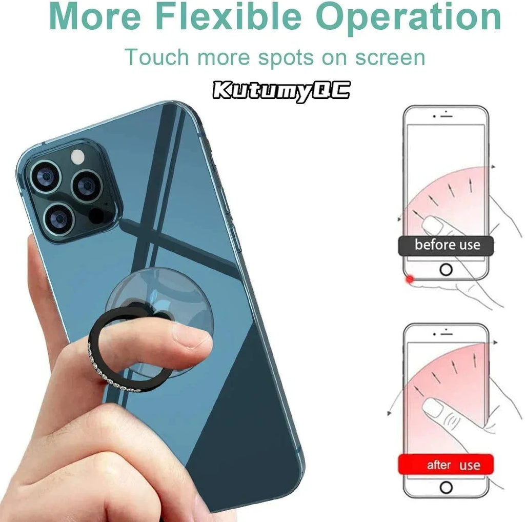 Diamond Cell Phone Ring Holder Stand Transparent Finger Grip Clear 360° Degree Rotation Kickstand Compatible iPhones