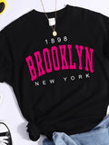 2024 New Summer Women T Shirt 1898 Brooklyn New York Print Short Sleeve T-Shirts Warm Casual Streetwear Hip Hop Y2k Clothes Tops