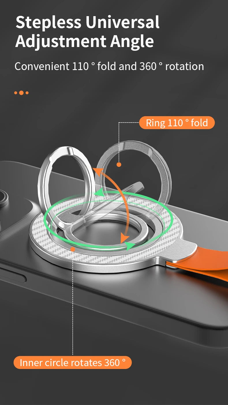 Magnetic KutumyQC Cell Phone Ring Holder Compatible with iPhone 12 13 14 15 Series MagSafe Removable Cell Phone Grip Kickstand