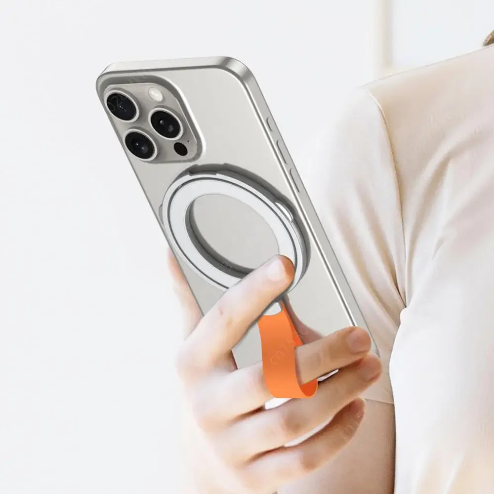 Magnetic Phone Grip Holder with Silicone Finger Loop Strap 360 Rotation Phone Ring Holder for iPhone 15 14 13 12 Pro/Max/Plus