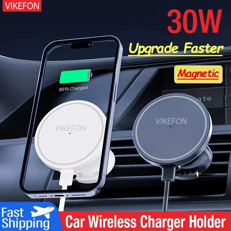 30W Magnetic Car Wireless Charger macsafe for iPhone 12 13 14 15 Pro Max Mini Air Vent Car Phone Holder Stand Fast Car Charging