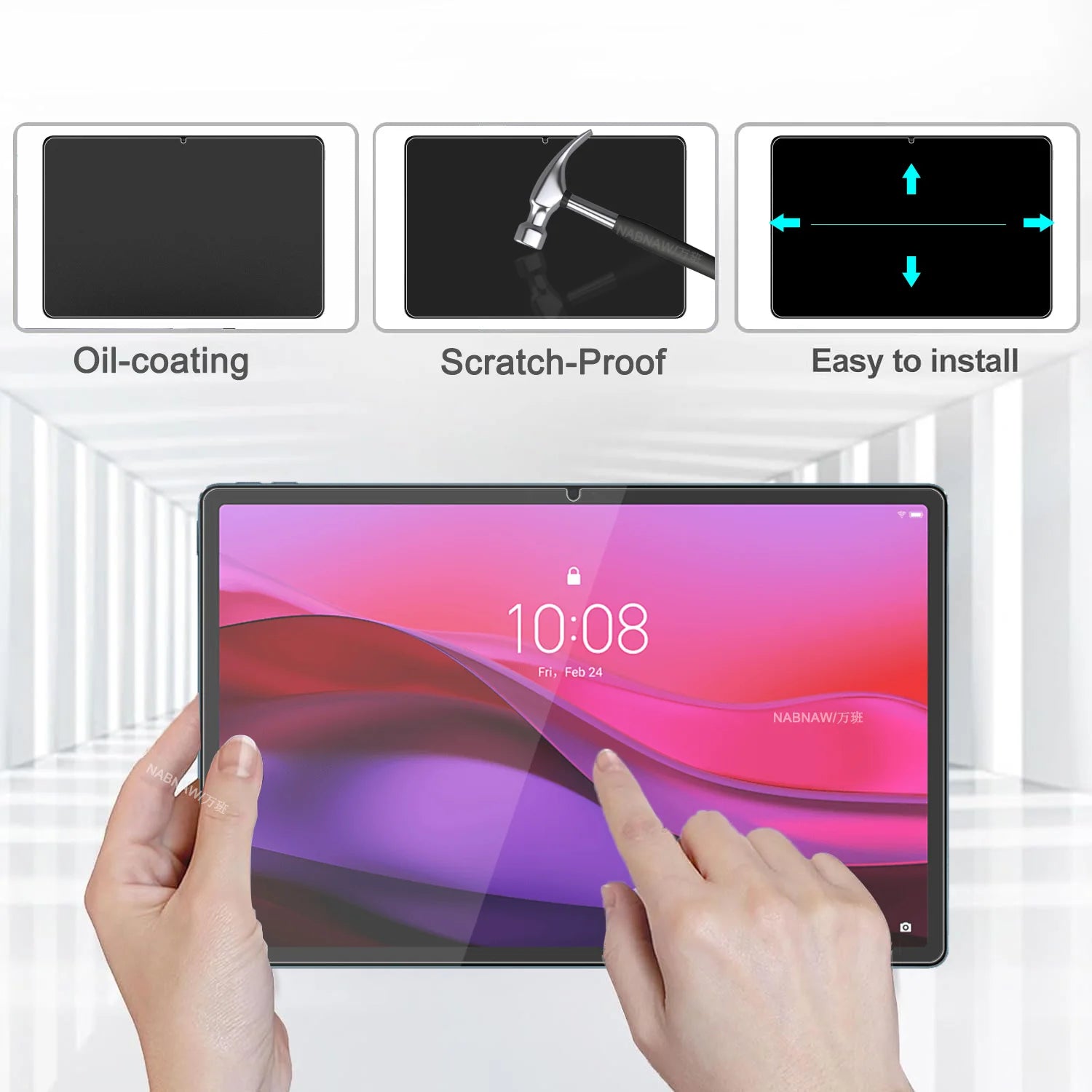 2 Pieces Hard Scratch Proof Film HD Tempered Glass Screen Protector For Lenovo Yoga Tab Plus 12.7 2025 TB-520FU