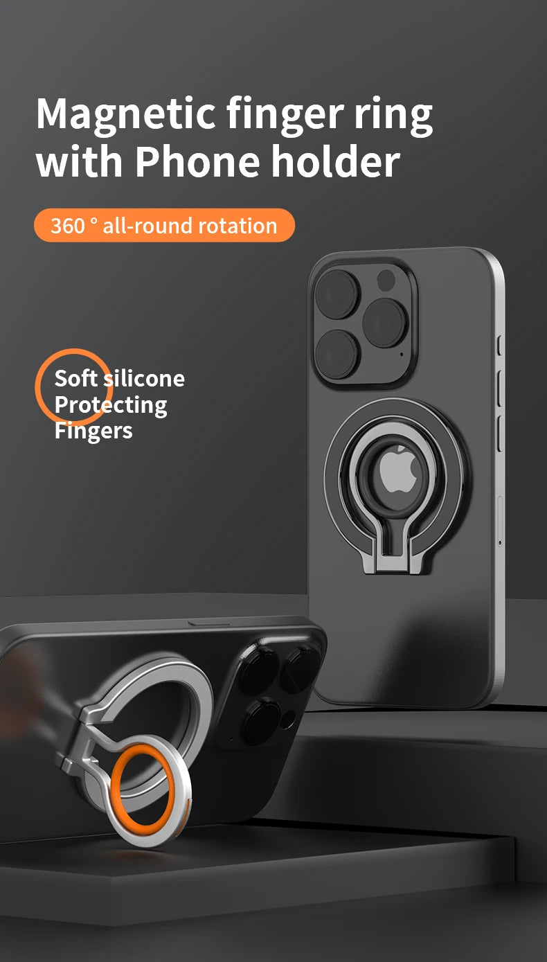 Magnetic Cell Phone Ring Holder Compatible with iPhone 12 13 14 15 Series MagSafe Removable Cell Phone Grip Kickstand