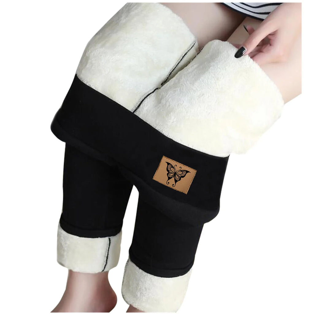Women's Winter Fleece Leggings High Waist Velvet Keep Warm Tights Pants Solid Color Comfortable Stretchy Thermal Leggins S-3XL