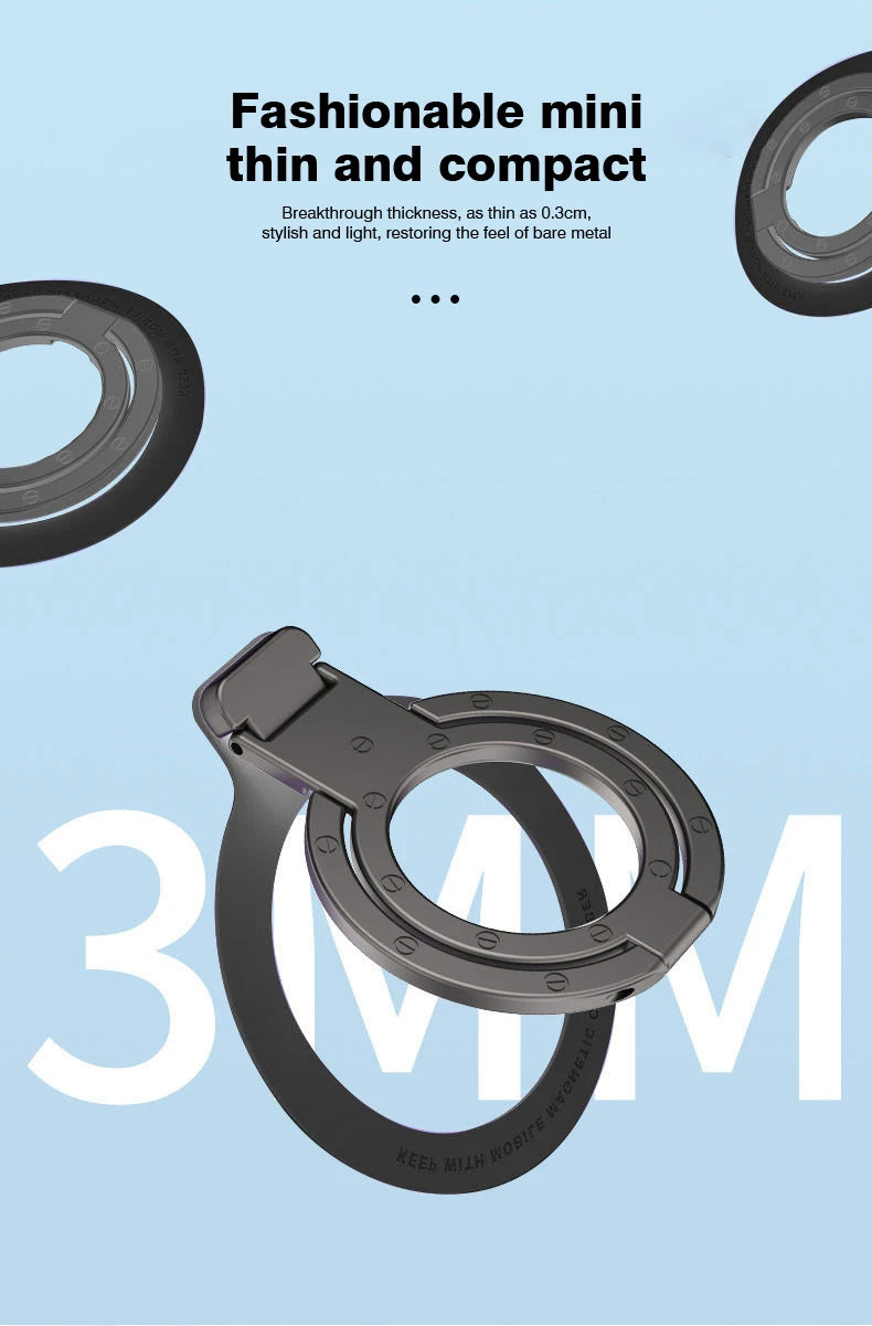 Magnetic Phone Ring Holder Phone Bracket Foldable Removable Cell Phone Grip Kickstand For iPhone 15 Samsung Xiaomi OPPO