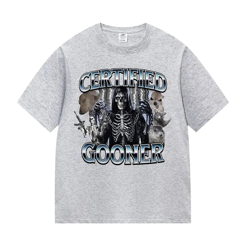 Funny Certified Gooner Screaming Possum Meme T Shirts Men Vintage Fashion Short Sleeve T-shirt O-Neck UnisexCotton T-shirt