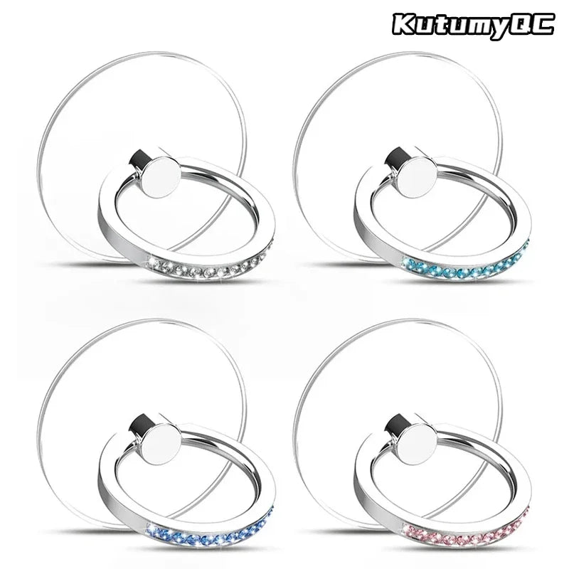Cell Phone Ring Holder Stand Diamond Transparent Finger Grip Clear 360° Degree Rotation Kickstand Compatible iPhones