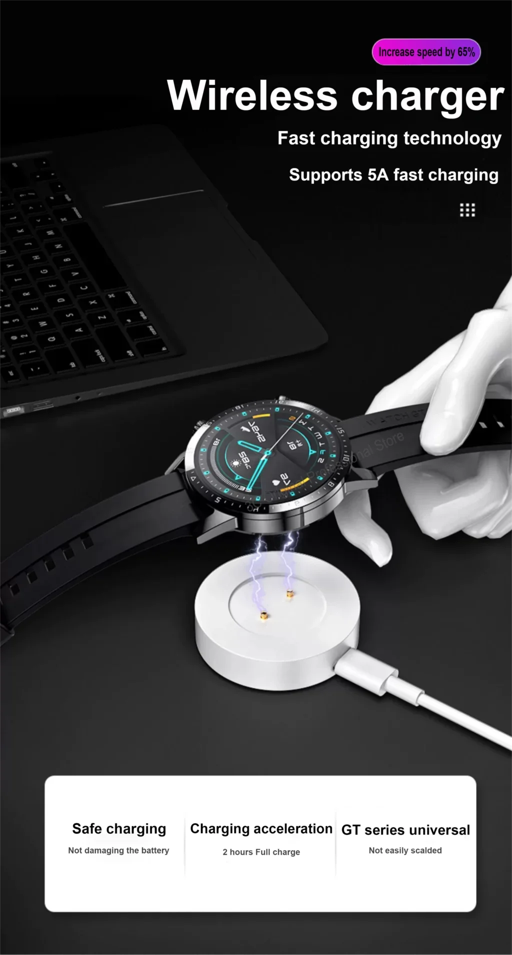 Smart Watch Dock Charger for Huawei Watch GT2 GT GT2e Honor Watch Magic 2 Magnetic Wireless USB C Fast Charging Cable Base