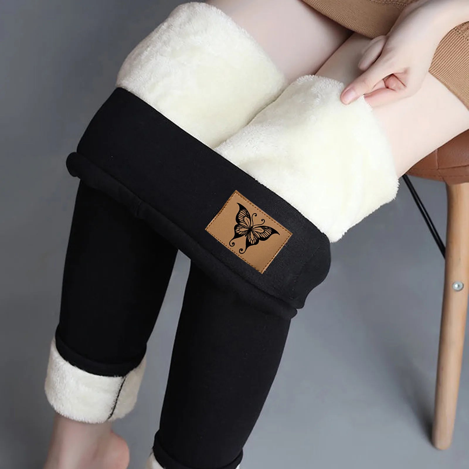 Women's Winter Fleece Leggings High Waist Velvet Keep Warm Tights Pants Solid Color Comfortable Stretchy Thermal Leggins S-3XL