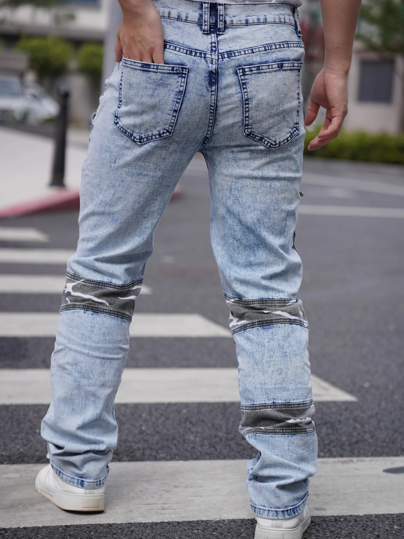 Men's Jeans   Camouflage Patchwork   Trendy Fashion   Industrial Style Pocket Decoration   Promotional Offer   Free Shipping