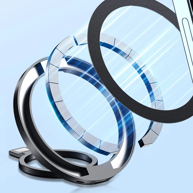 Ultra-thin Cell Phone Ring Holder Magnetic Ring Rotatable Foldable Kickstand Magnet Grip Desktop Stand for MagSafe IPhone 15 13