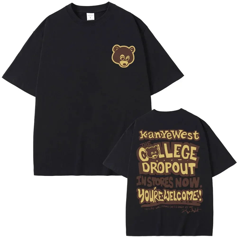 Best Famous Kanye West The College Dropout Graphics Tshirt Men Women's Hip Hop Rap Vintage T-shirts Male Casual T Shirt Tops