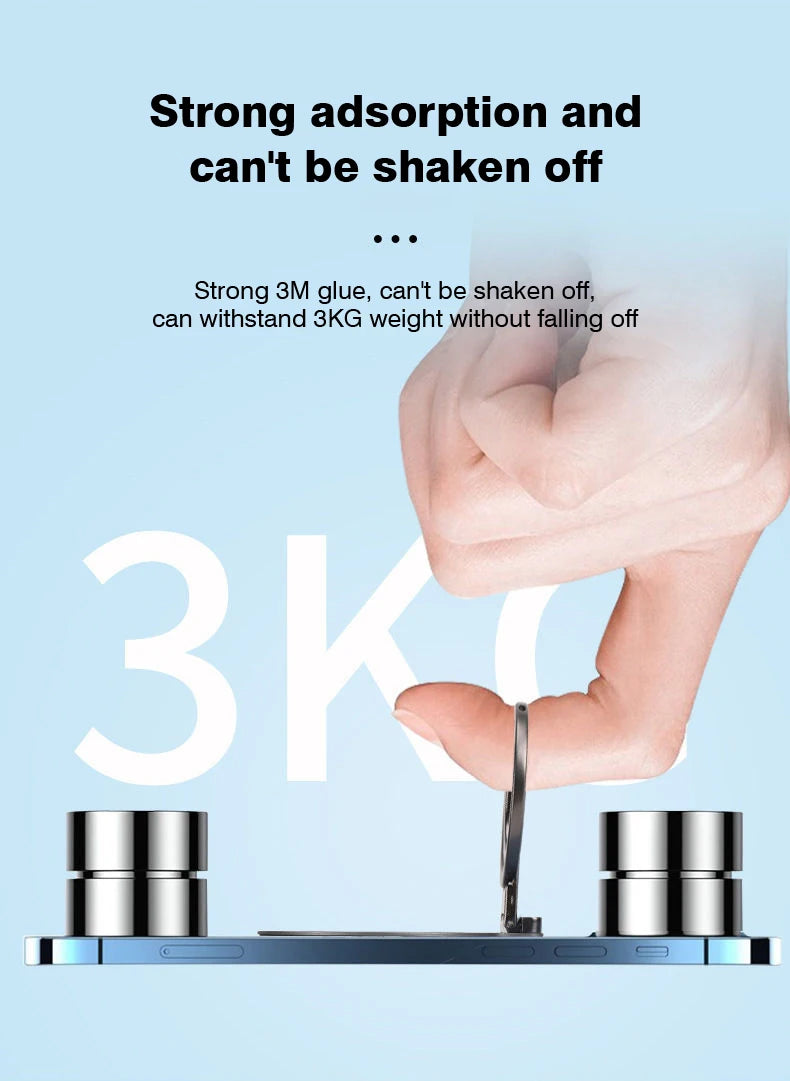 Magnetic Phone Ring Holder Phone Bracket Foldable Removable Cell Phone Grip Kickstand For iPhone 15 Samsung Xiaomi OPPO