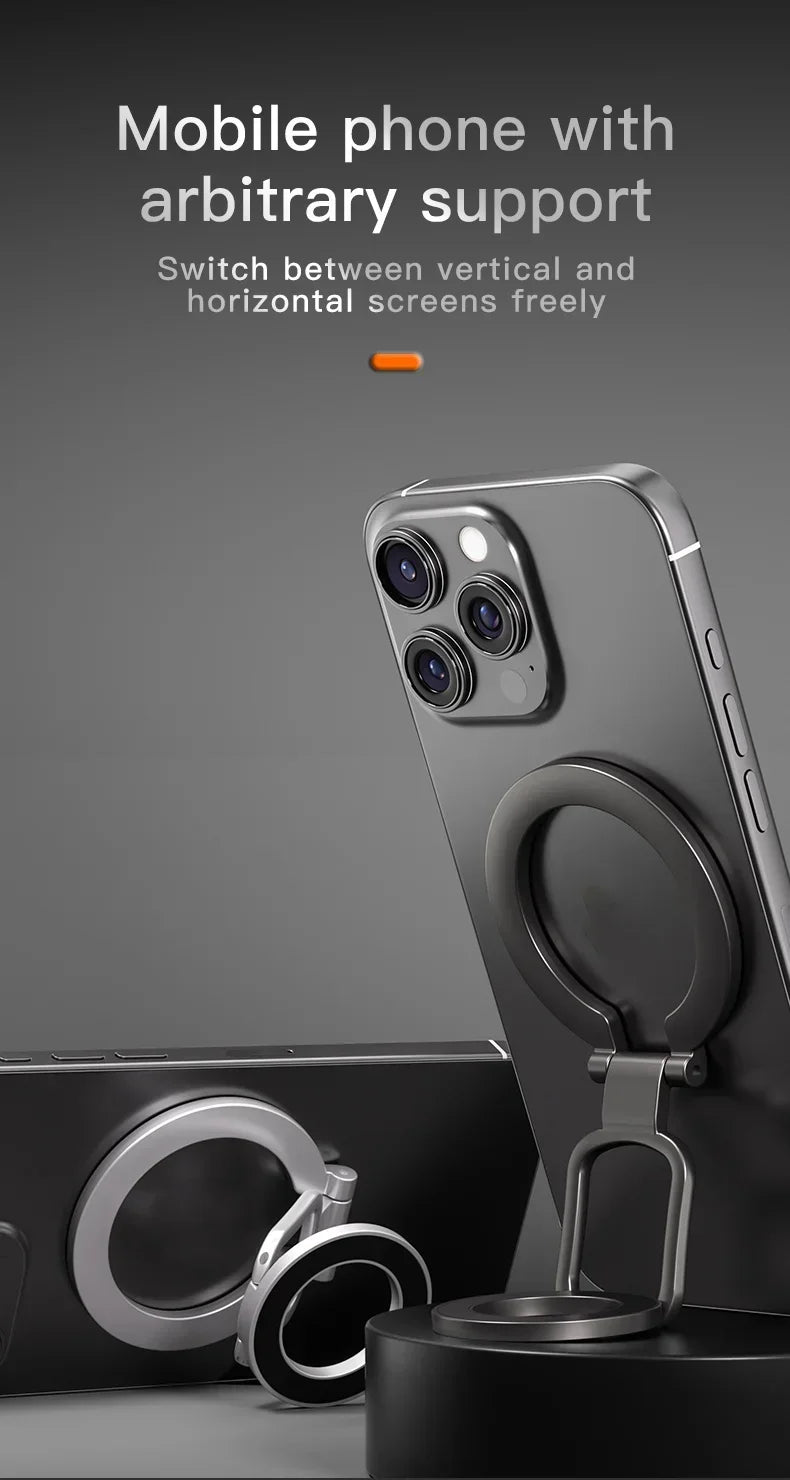 Double-Sided Holder Foldable 360° Rotating Stand with Strong Magnet & Finger Grip Suppor