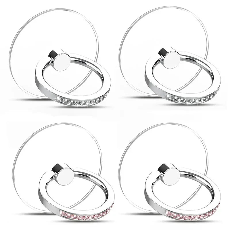 Cell Phone Ring Holder Stand Diamond Transparent Finger Grip Clear 360° Degree Rotation Kickstand Compatible iPhones