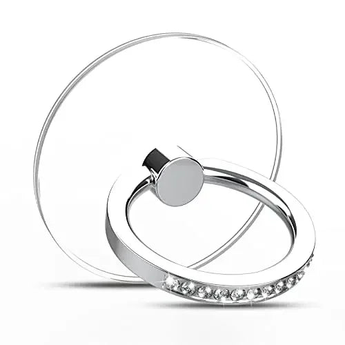 Cell Phone Ring Holder Stand Diamond Transparent Finger Grip Clear 360° Degree Rotation Kickstand Compatible iPhones