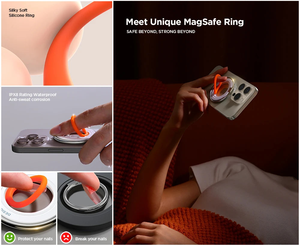 Joyroom Magnetic Phone Ring Holder for Magsafe Silicone Phone Grip Finger Ring Holder Stand for iPhone 15 14 13 12/Pro