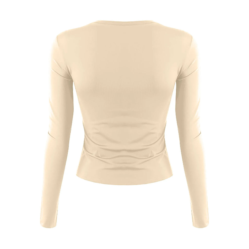 Cotton O Neck Long Sleeve Shirt Women Sexy Cropped Tops 2025 Autumn Black Casual Skinny Slim Basic Woman T Shirts White Clothing