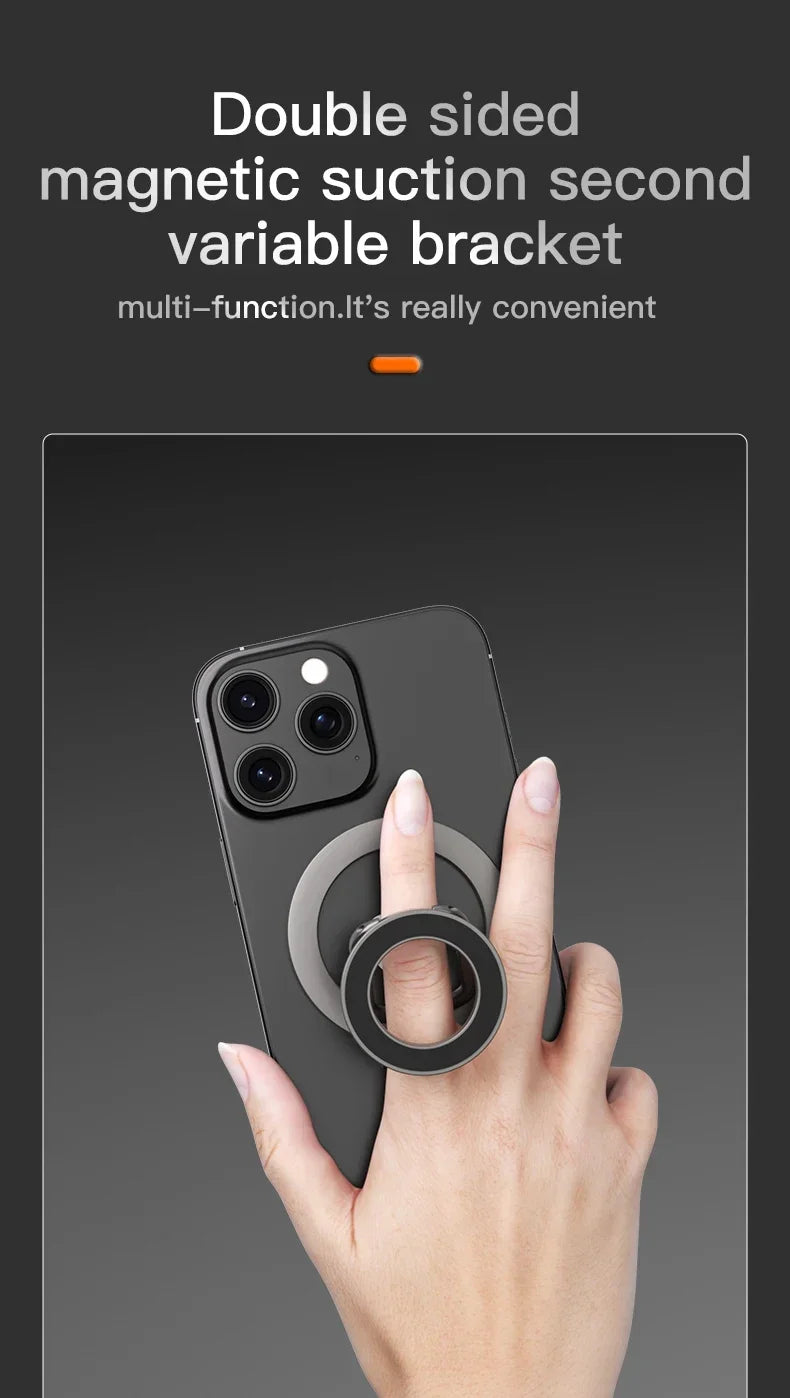 Double-Sided Holder Foldable 360° Rotating Stand with Strong Magnet & Finger Grip Suppor
