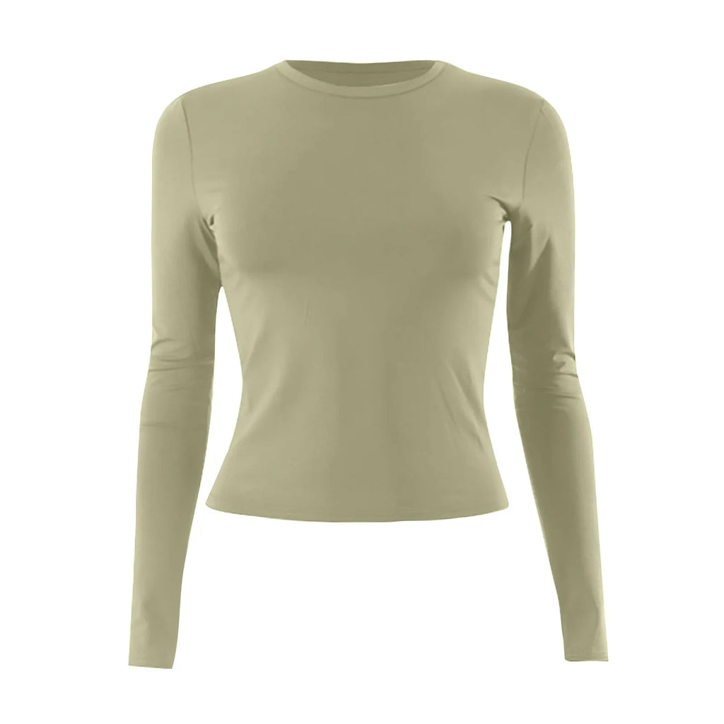 Cotton O Neck Long Sleeve Shirt Women Sexy Cropped Tops 2025 Autumn Black Casual Skinny Slim Basic Woman T Shirts White Clothing