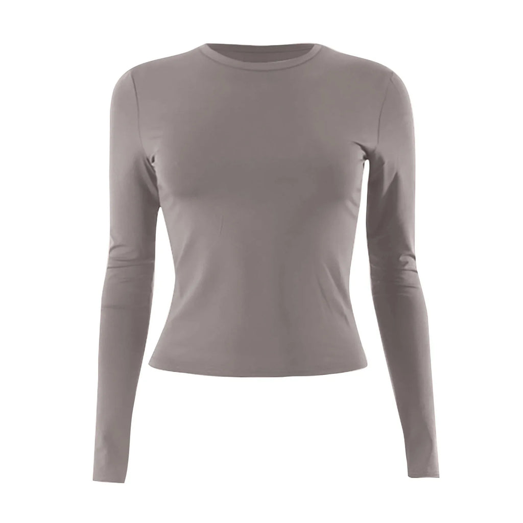 Cotton O Neck Long Sleeve Shirt Women Sexy Cropped Tops 2025 Autumn Black Casual Skinny Slim Basic Woman T Shirts White Clothing