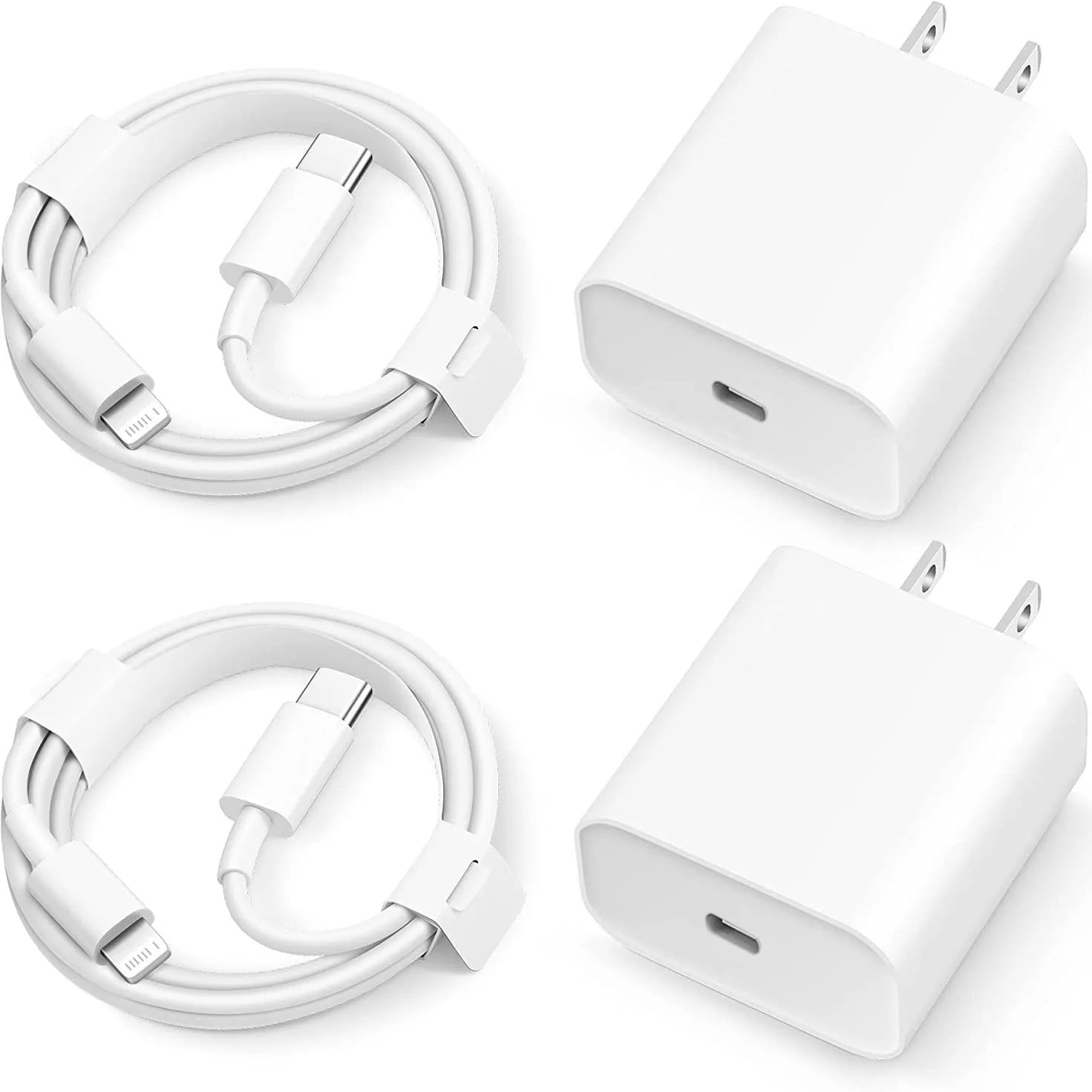 PD 20W Fast Charging US Charger Plug with 1M/3FT Cable for iPhone iPad