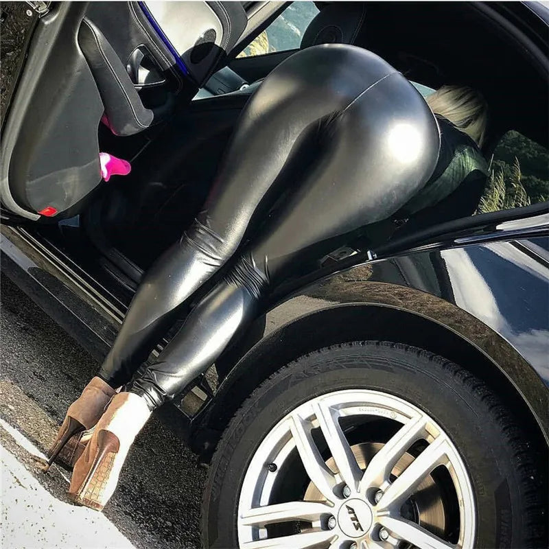 Winter Pu Leather Leggings for Women Warm Leggins Black Velvet Leggins High Waist Leggings Stretchy Skinny Plus SizeLeggings