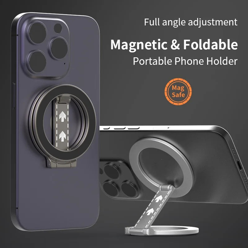 2025 Double Sided MagSafe Phone Stand Magnetic Phone Ring Holder Kickstand Magnet Grip for iPhone 15 16 Android Gym Car Holder