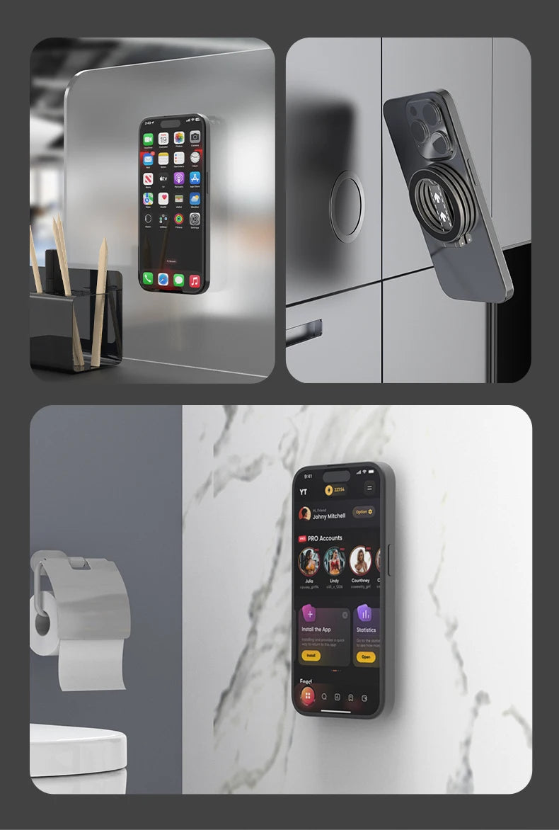 2025 Double Sided MagSafe Phone Stand Magnetic Phone Ring Holder Kickstand Magnet Grip for iPhone 15 16 Android Gym Car Holder