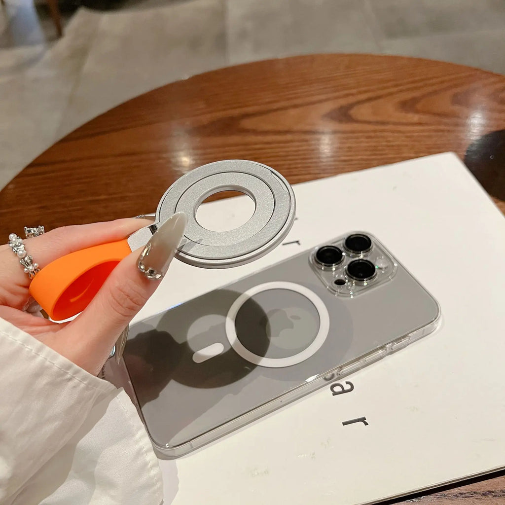 Magnetic KutumyQC Cell Phone Ring Holder Compatible with iPhone 12 13 14 15 Series MagSafe Removable Cell Phone Grip Kickstand