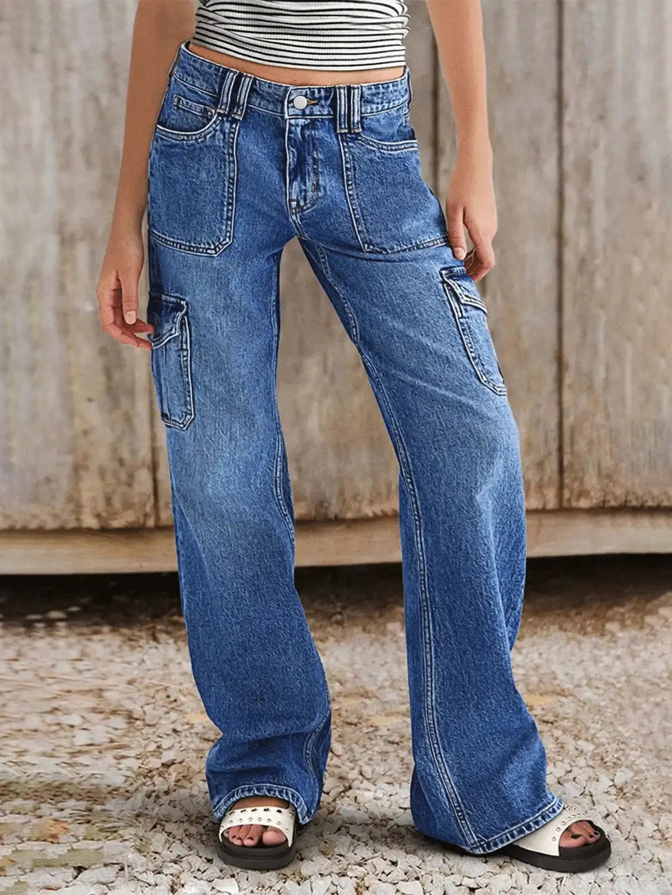 Women's Jeans Work Pants - Multi-Pocket Straight Leg Jeans for Ultimate Comfort and Style